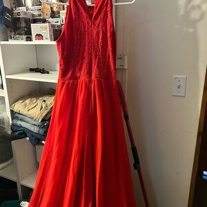Elegant Red Lace Prom Dress